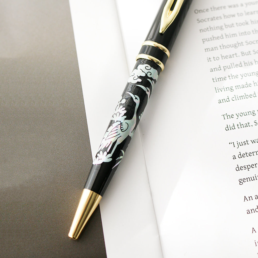 Premium Mother of Pearl Pen (Pine & Crane)