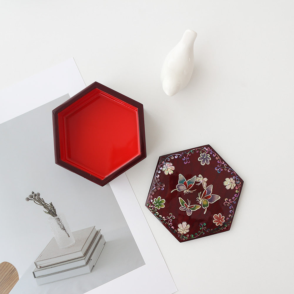 Premium Najeonchilgi Stacked Box Hexagonal Box Small Mother of Pearl Jewelry Box