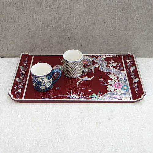 Large Najeon Chilgi Mother of Pearl Plate & Tray — Plum Blossom - DE0050