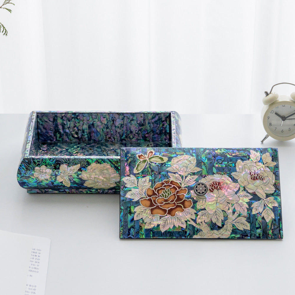 Peony Blue Mother of Pearl Box by Park In-ho