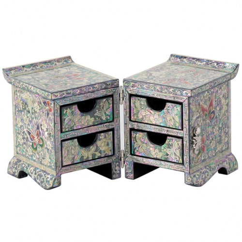 VineButterfly Roof Tile Embroidered Drawer Double LiddedJewelry Box - Oh Myung - Ho