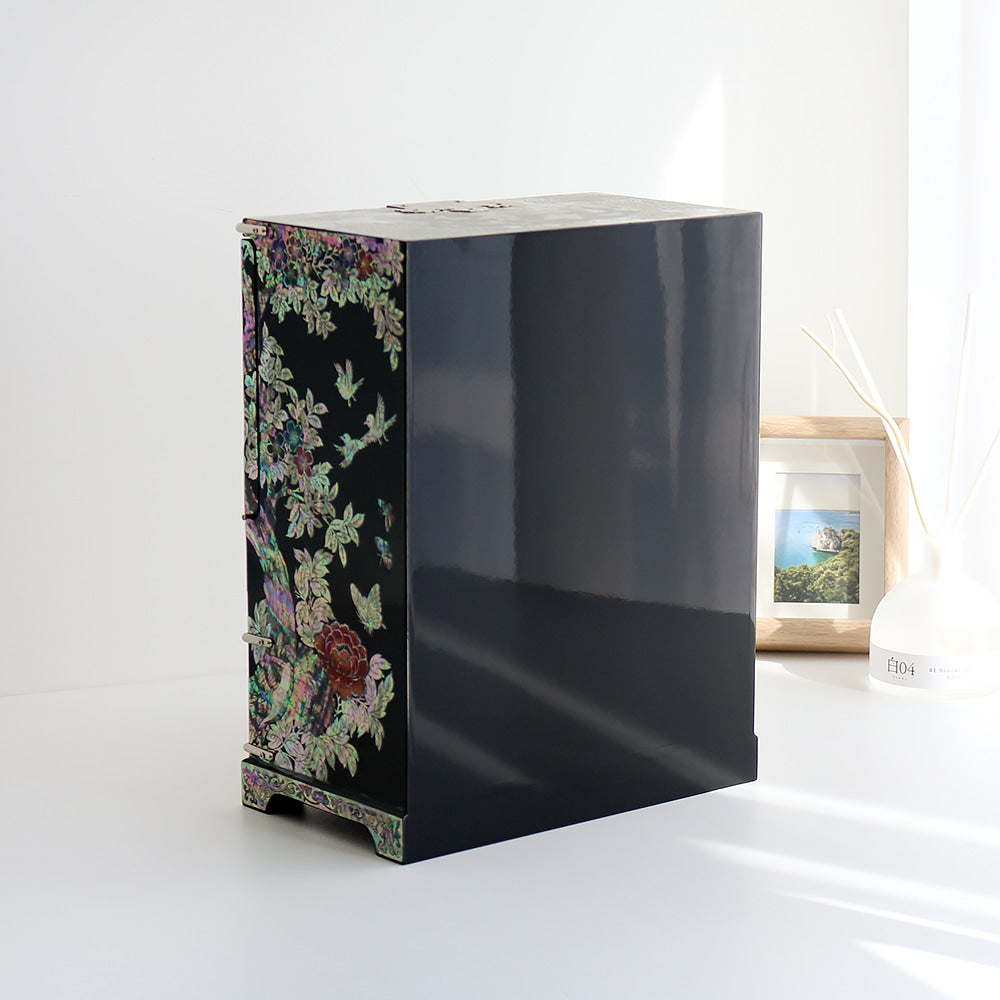 Masterpiece Najeonchilgi Peacock Drawer Mother of Pearl Jewelry Box Black Jewelry Box (Master Artisan Jang Tae-bok)