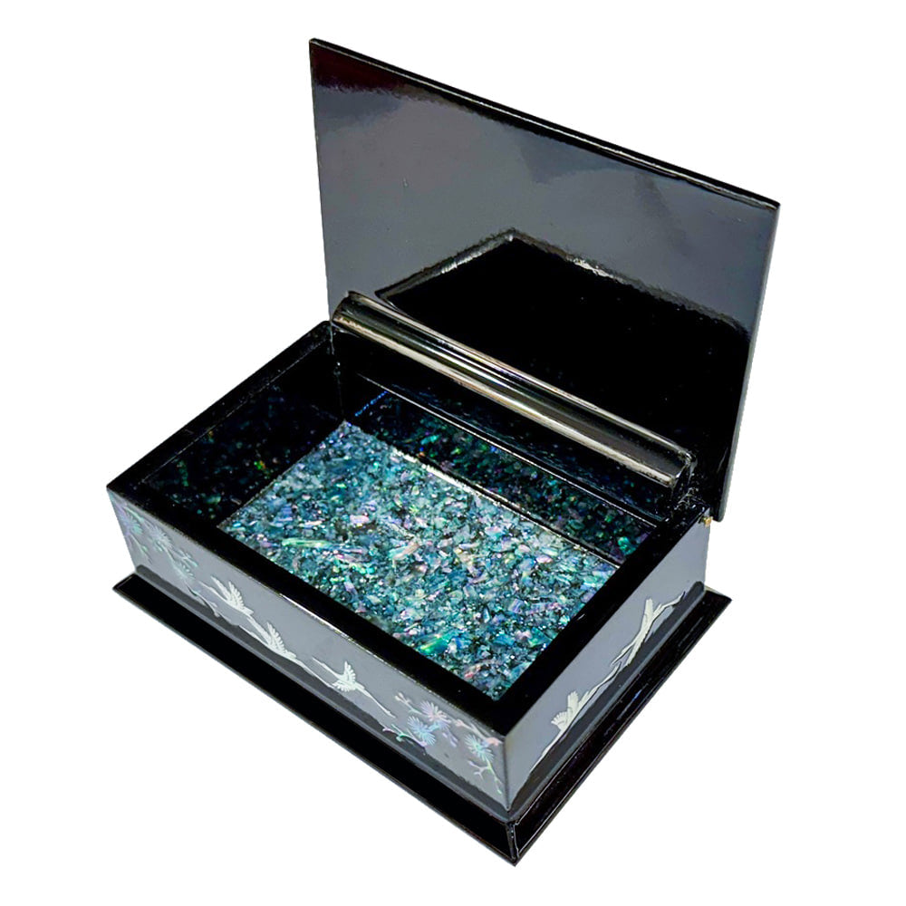 Najeon Chilgi Mother of Pearl Business Card Holder — Pine & Crane (Black) - OF0006