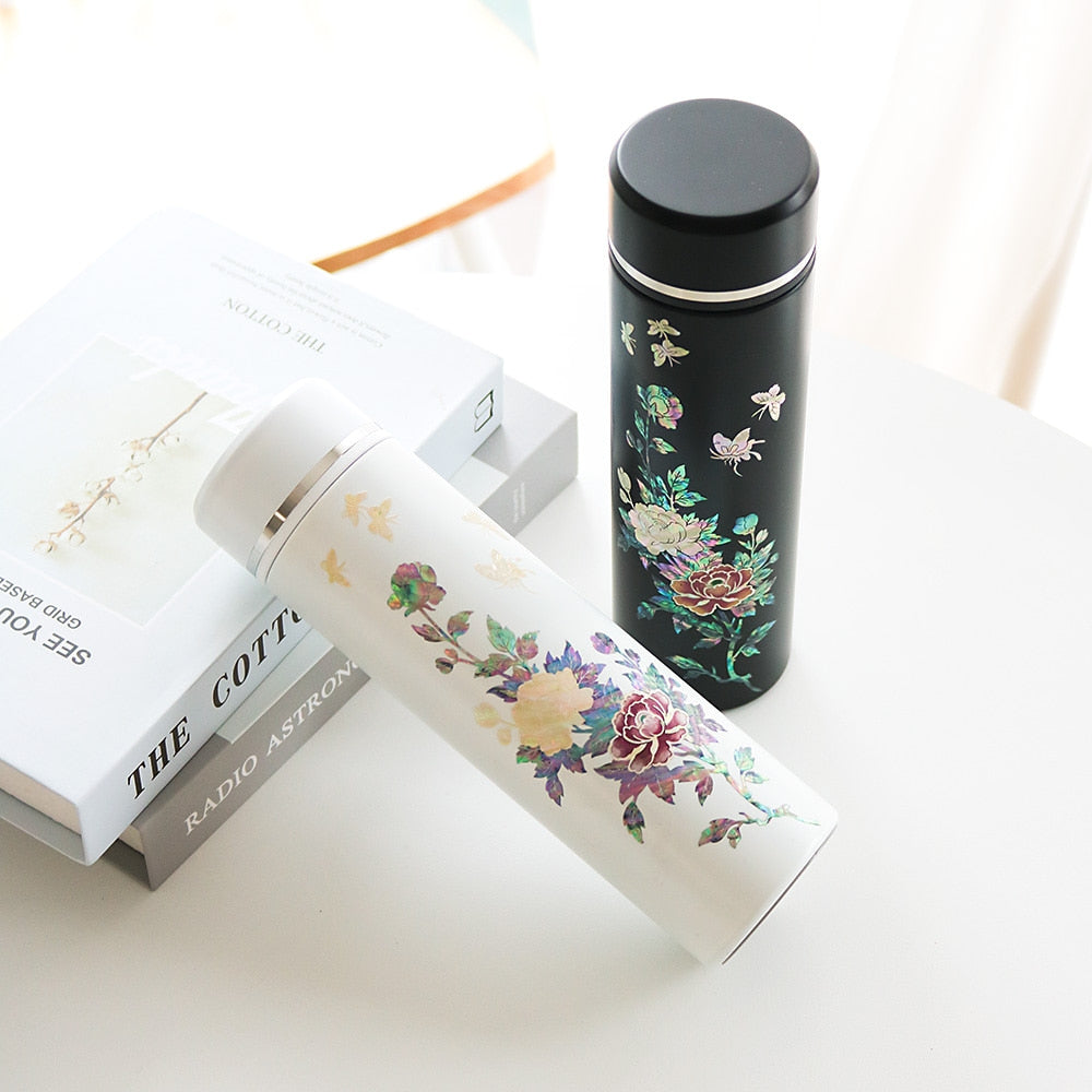 Najeonchilgi Painted Peony Stainless Steel Mother of Pearl Tumbler 500ml