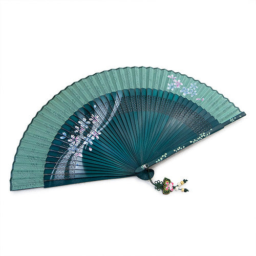 Silk & Ramie Hand Fan (Green) - FN0005