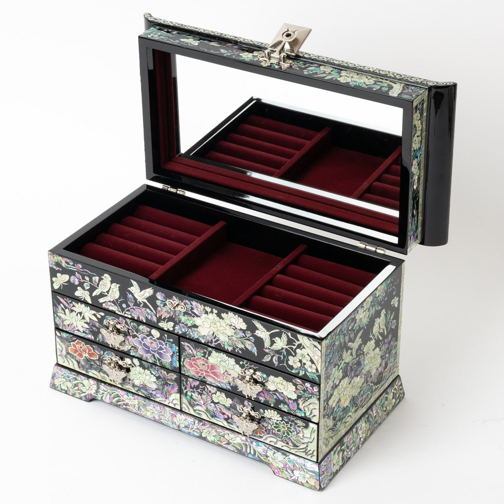 Arabesque & Ten Symbols of Longevity 5-Drawer Najeonchilgi Jewelry Chest