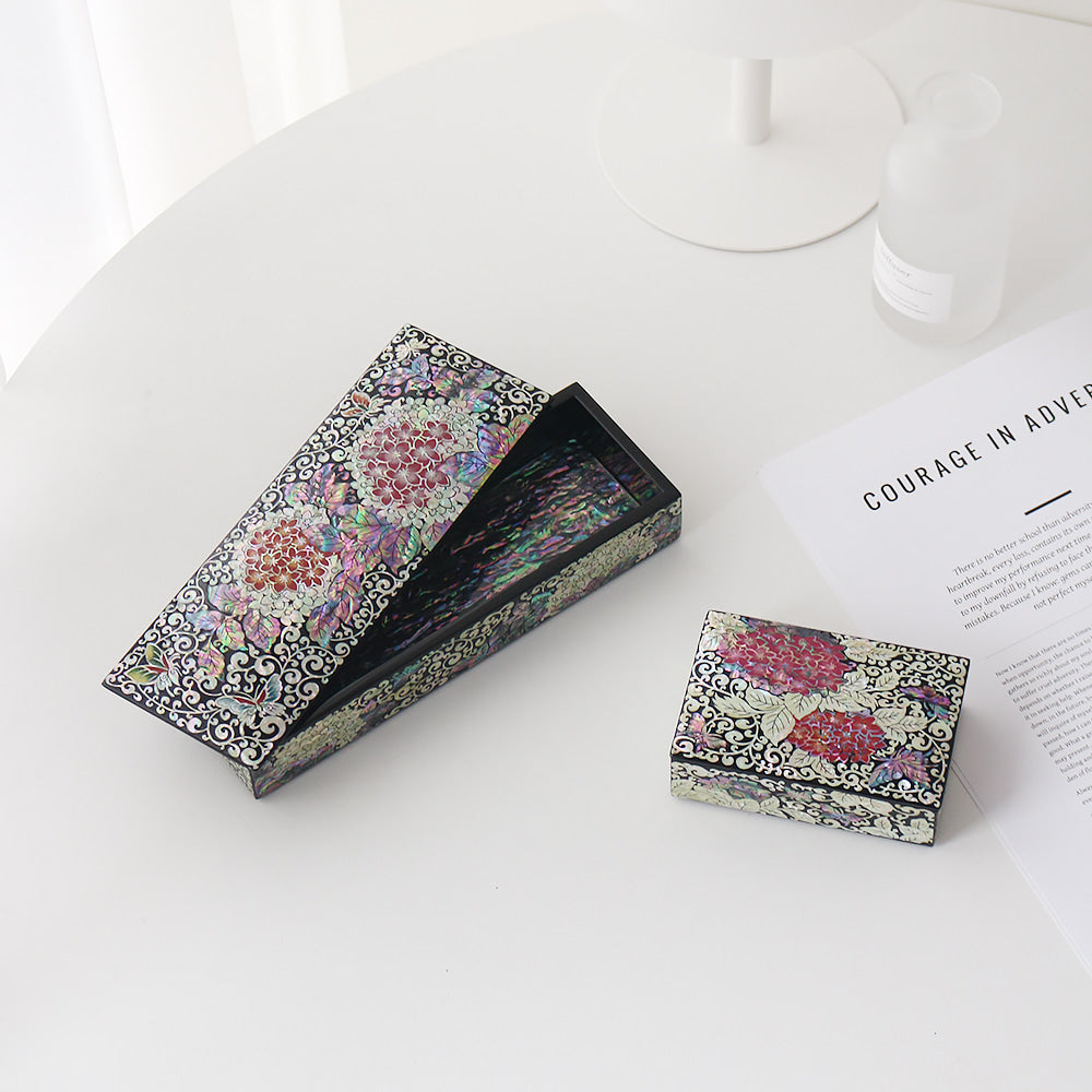 2-Piece Set: Premium Najeon Hydrangea Business Card Pen Case Set (Master Artisan Jang Tae-bok)