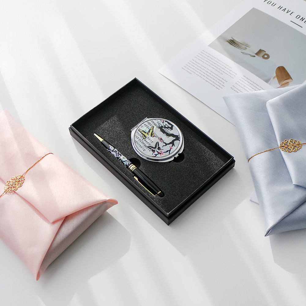 ★ Bojagi ★ Najeonchilgi Mother of Pearl Round Hand Mirror Mother of Pearl Pen 2 Bell Set Korean Traditional