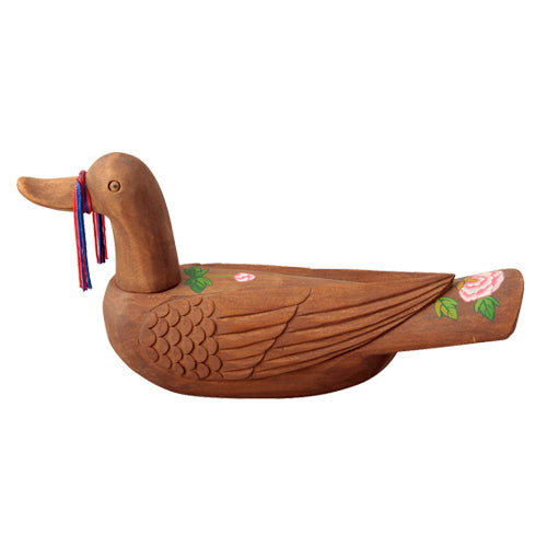 Large Wooden Mandarin Duck — Peony - DE0143