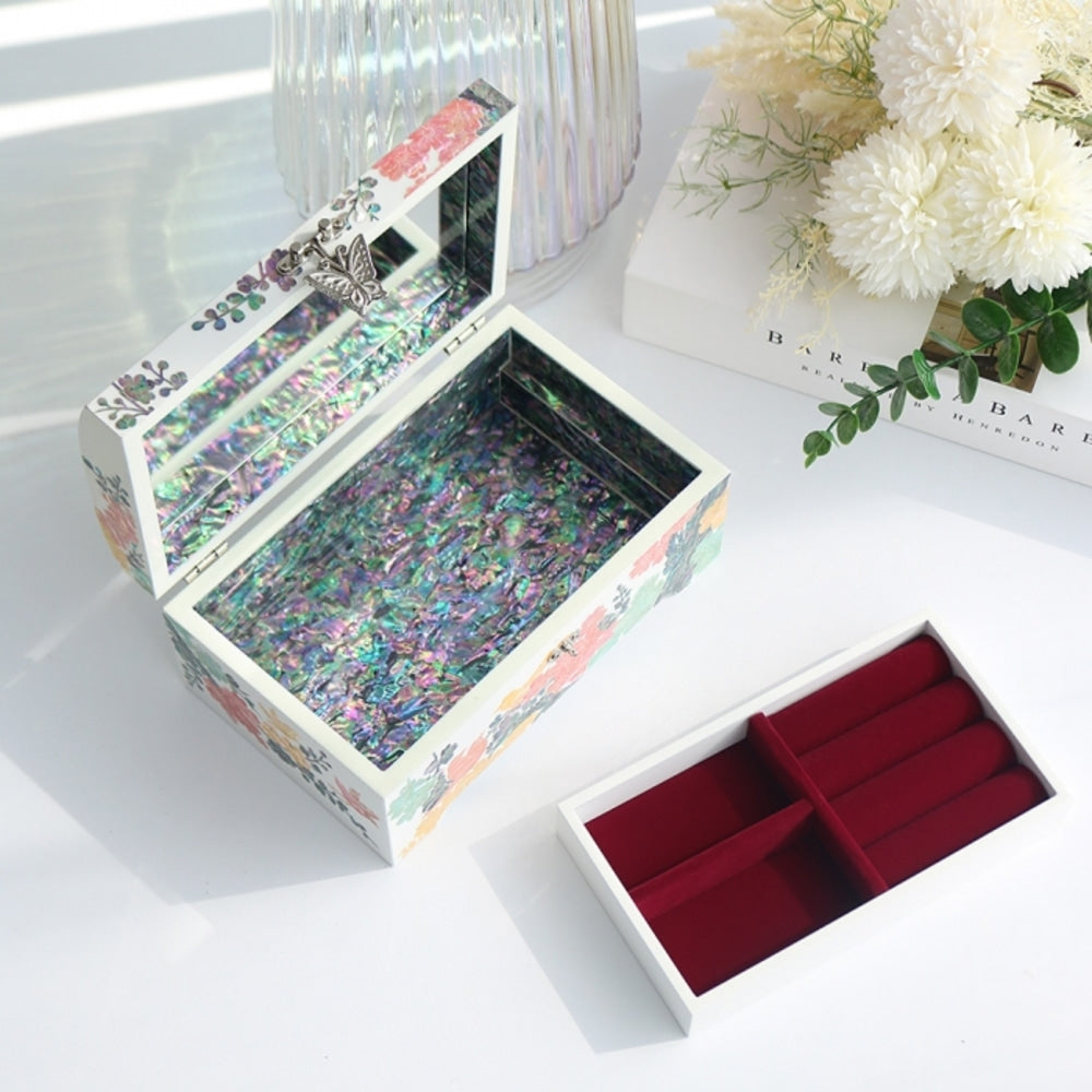 Najeonchilgi Plum & Butterfly Mother of Pearl Jewelry Box, 18 cm