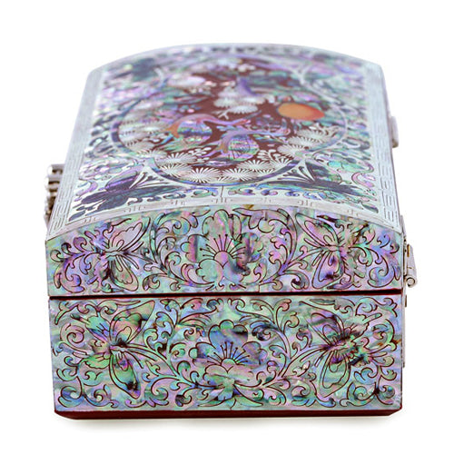 해RedBox Crane & Pine Cloud Pattern Border 1-Tier Jewelry Box (Red)