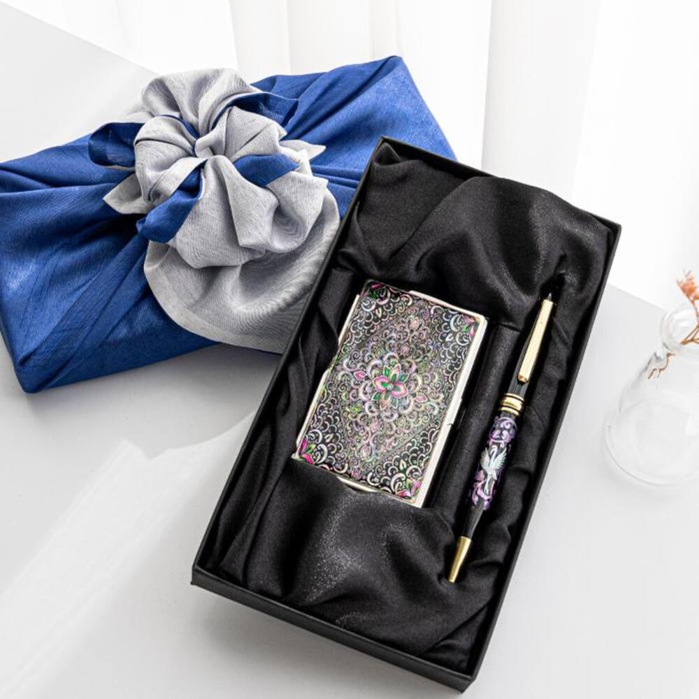 Najeon Chilgi Mother of Pearl Business Card Case Set — Pine & Crane - OF0148