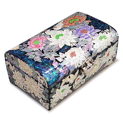 Peony & Butterfly Blue Abalone 2-Tier Najeonchilgi Jewelry Box, Large by Park In-ho