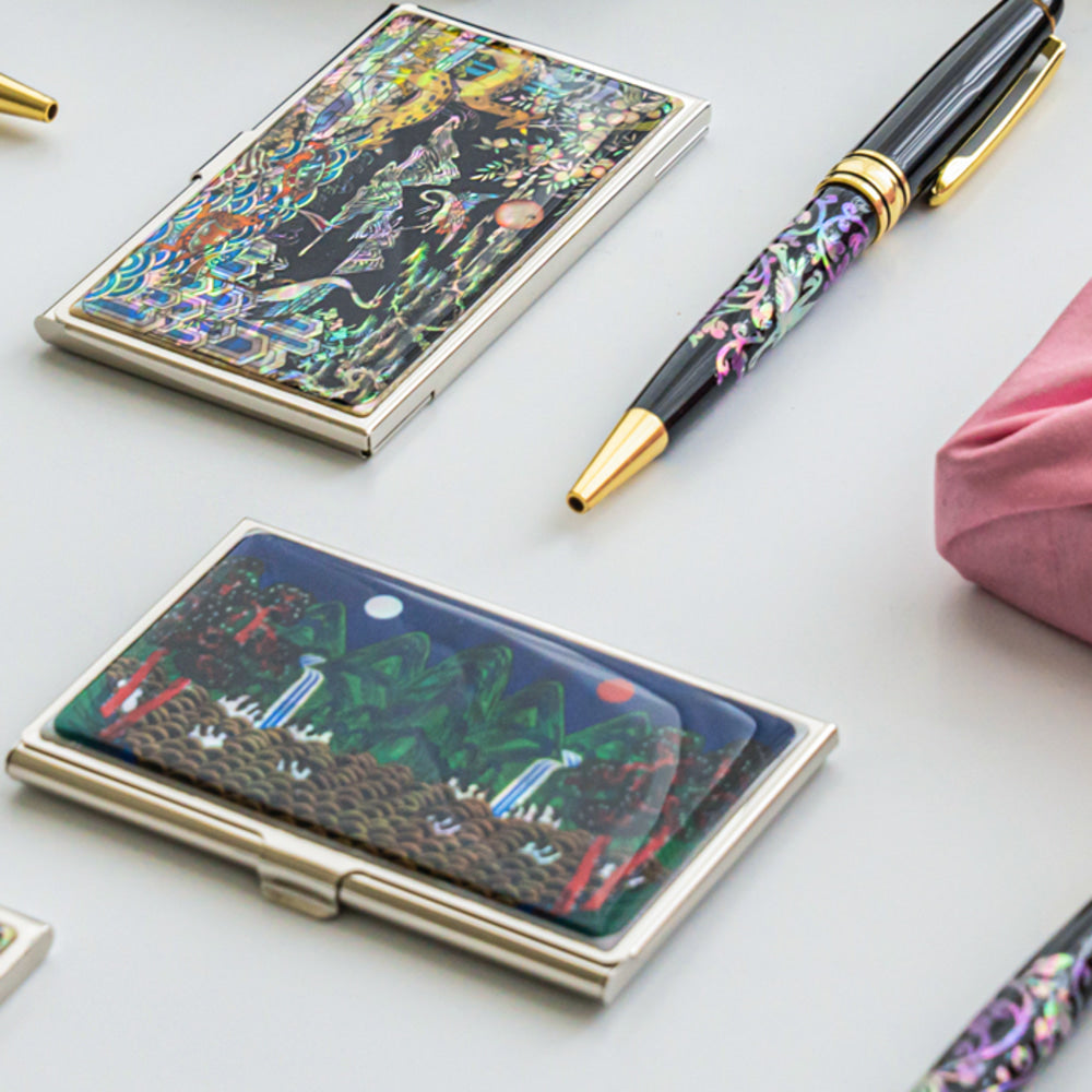 Large Najeon Chilgi Mother of Pearl Business Card Case — Dragon - OF0082