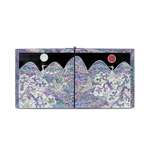 Sun, Moon & Five Peaks PhoenixRing Mother of Pearl Double LiddedJewelry Box