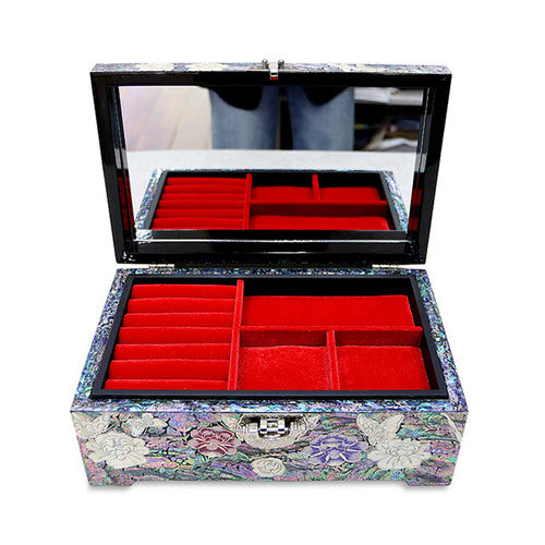 ButterflyPeony Hanji Mother of Pearl Vanity Jewelry Box (Red)