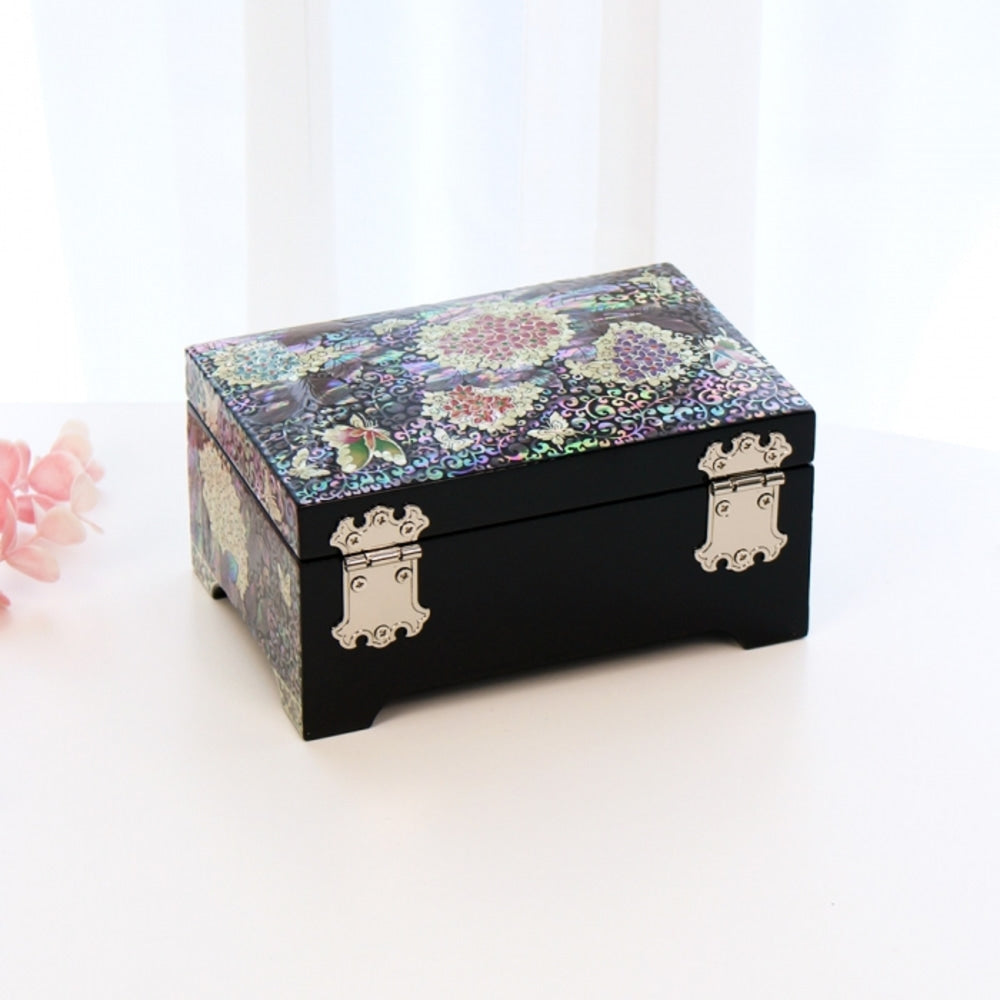 Premium Najeonchilgi Hydrangea Mother of Pearl Jewelry Box, 15 cm (Master Artisan Jang Tae-bok)
