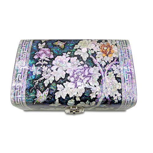 Peony Flower Tree 2-Tier Rounded Left Jewelry Box- by Park In-ho