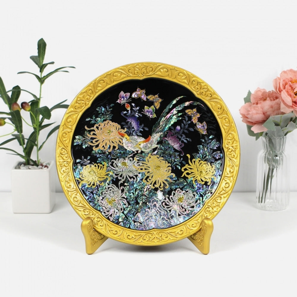 Masterpiece Najeon Gold-Trimmed Mother of Pearl Tray Najeonchilgi Ornament