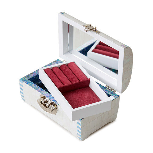 White Pearl Rounded 2-Tier Najeonchilgi Jewelry Box, 18 cm by Park In-ho
