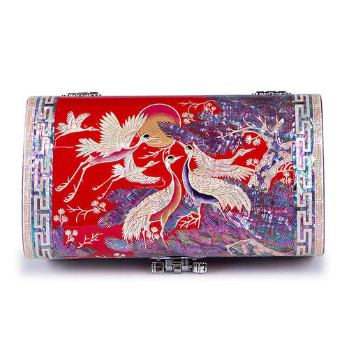 Peony Scholar 3-Drawer Mother of Pearl Jewelry Box (Hanji, Blue)