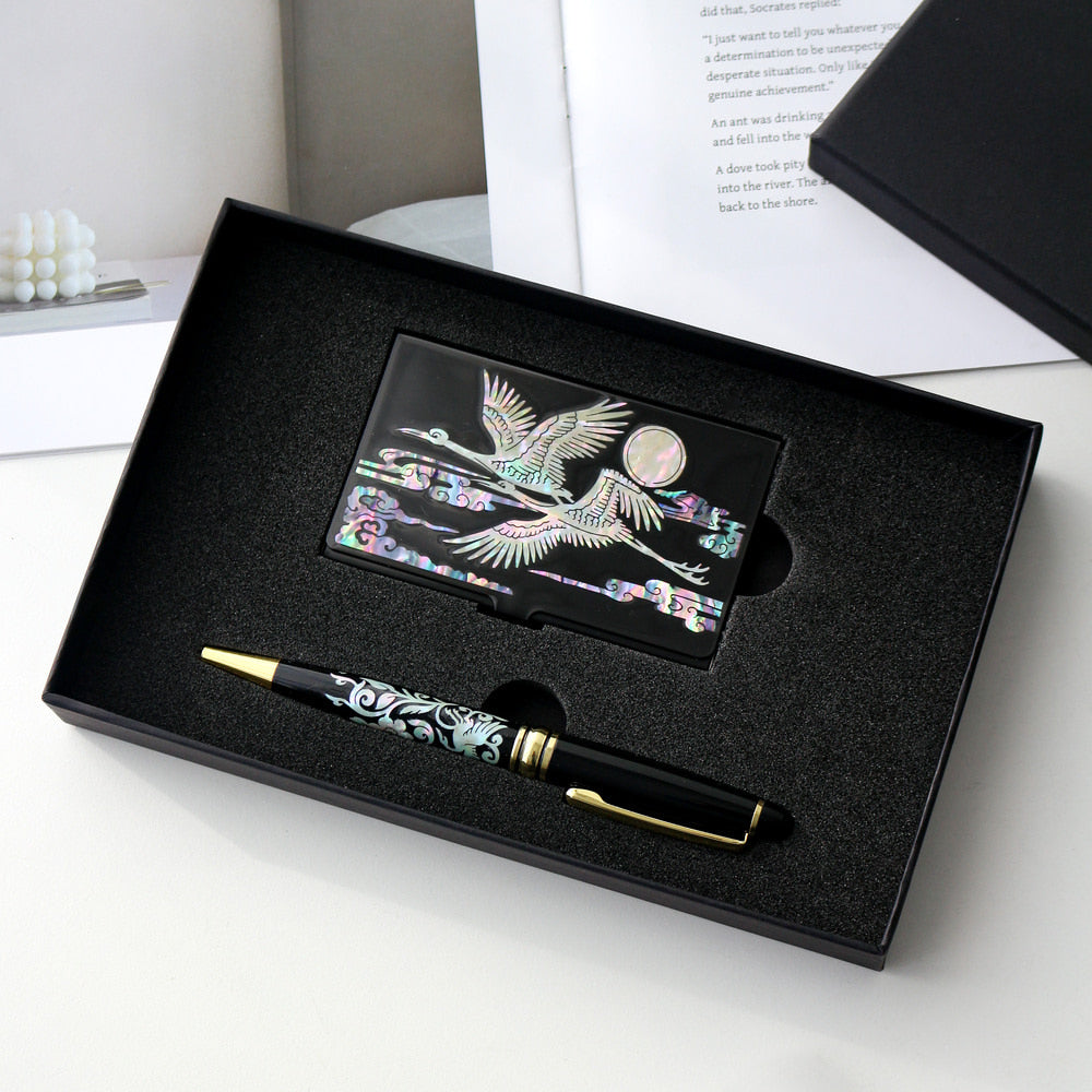 ★ Bojagi ★ Najeonchilgi Mother of Pearl Business Card Case Mother of Pearl Pen 2 Bell Set Traditional Korean