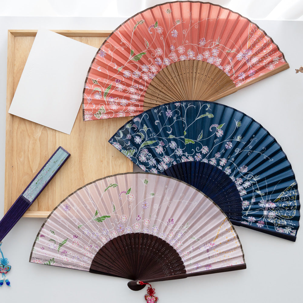 Large Silk & Ramie Hand Fan - FN0001