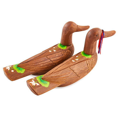 Large Wooden Mandarin Duck — Lotus - DE0141