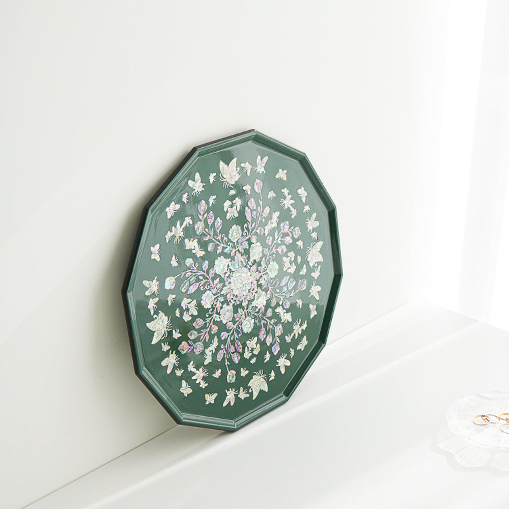 Najeonchilgi Vivid Peony Butterfly 12 Mother of Pearl Tray