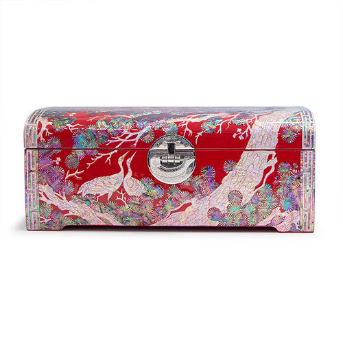 Peony Flower 1-Drawer Vanity Jewelry Box (Red) Small