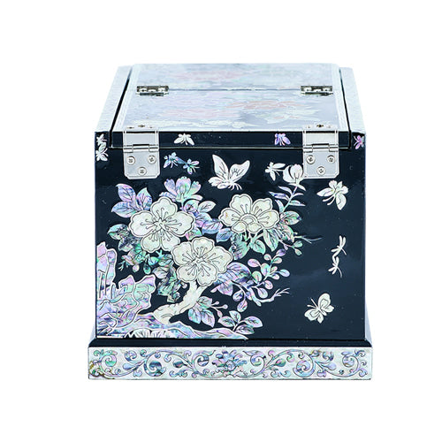 Peony 2-TierDrawer VanityJewelry Box (Black) Large