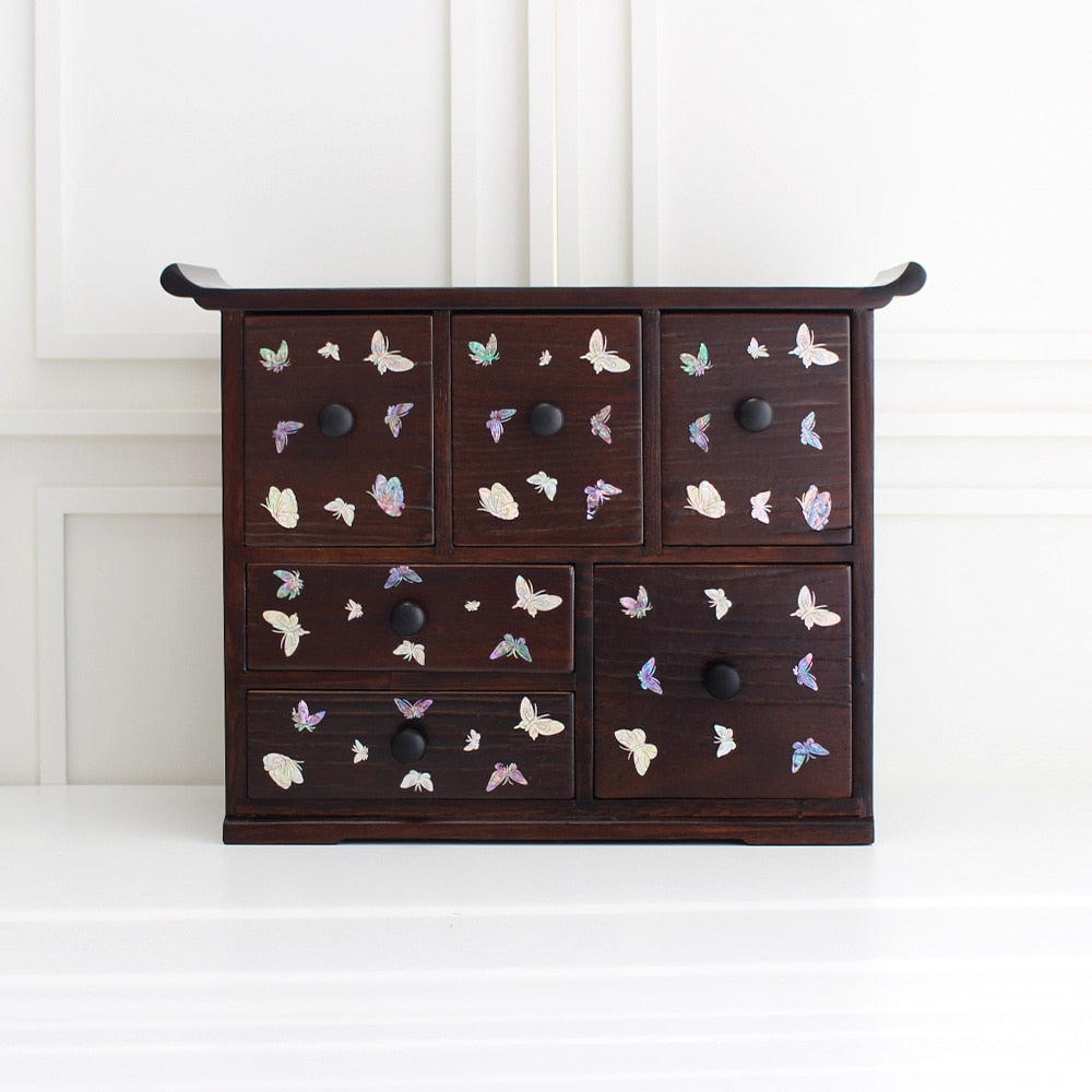 Color Mother of Pearl Butterfly Seonbi Scholar 6-Drawer (Small)