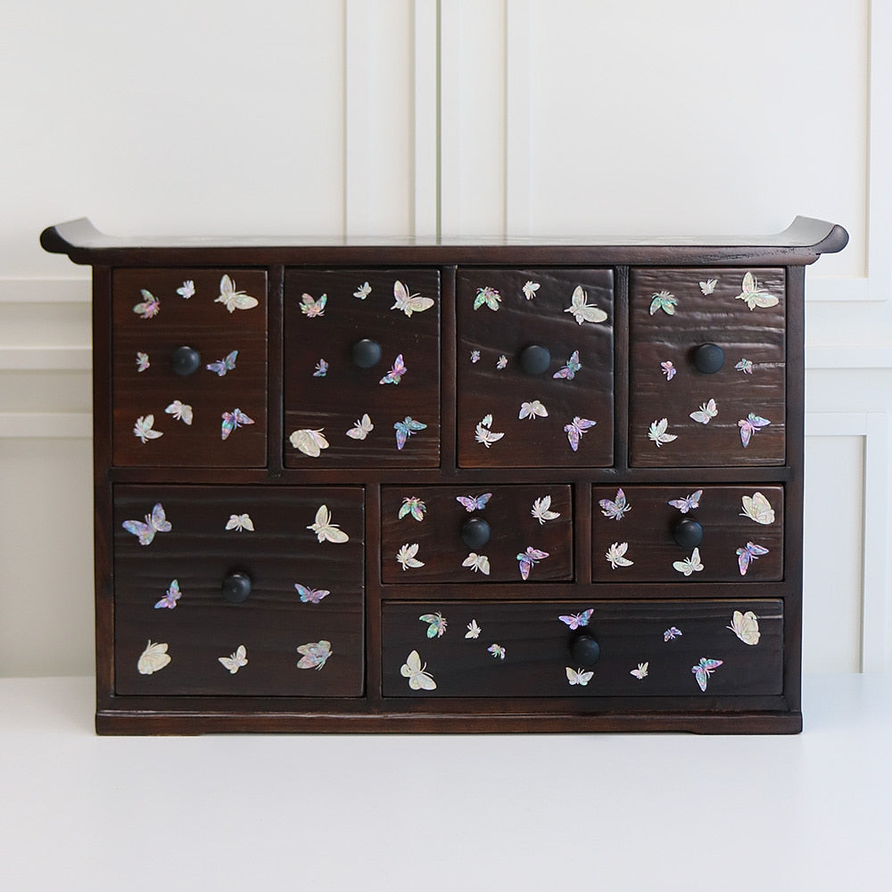 Color Mother of Pearl Butterfly Seonbi Scholar 8-Drawer (Medium)