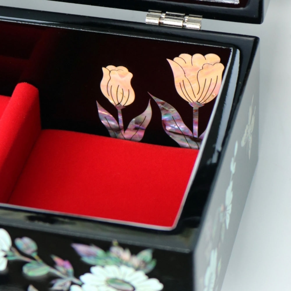 Premium Najeonchilgi Mother of Pearl Jewelry Box, 16 cm