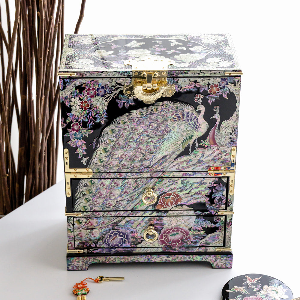 Peacock Bandaji Drawer Najeonchilgi Jewelry Chest, Extra Large by Jang Tae-bok