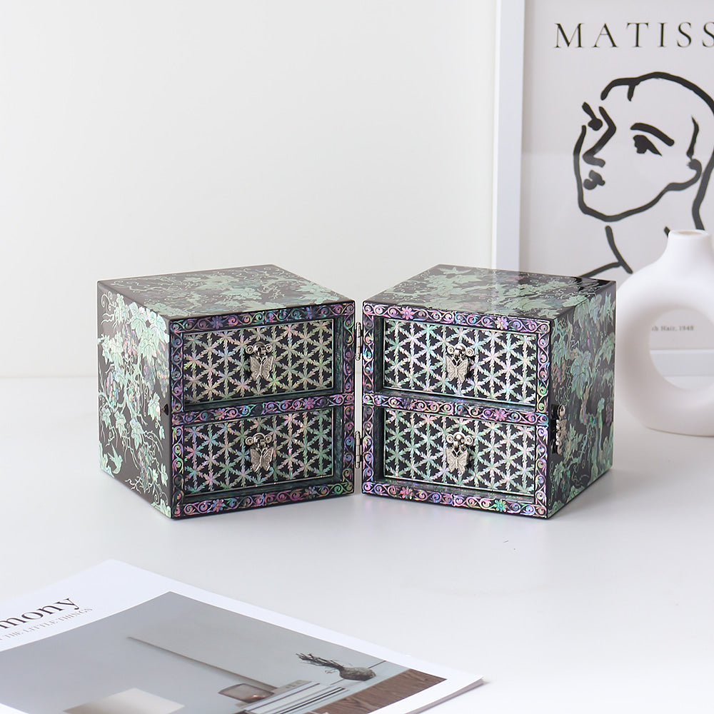 Najeonchilgi Grape Double-Lidded Mother of Pearl Jewelry Box (Large)