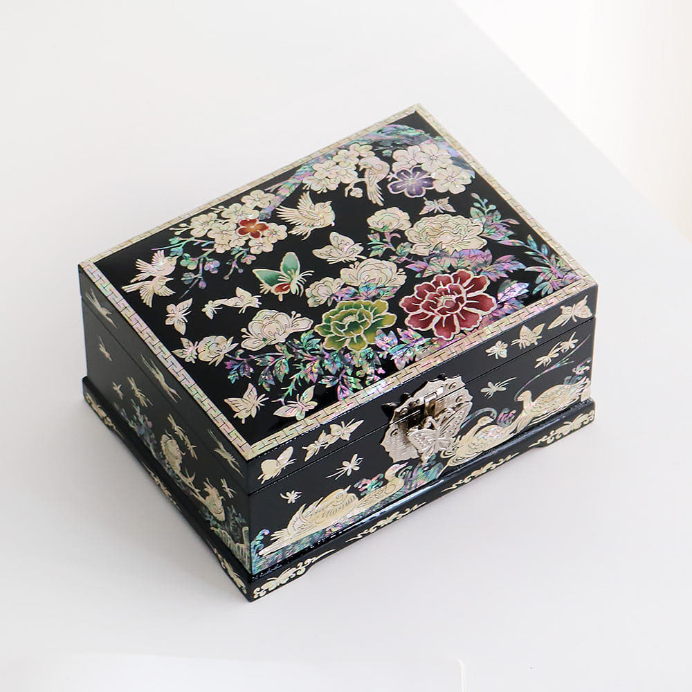 Najeonchilgi 2-Tier Mother of Pearl Jewelry Box Ring Yedan Wedding Gift Box