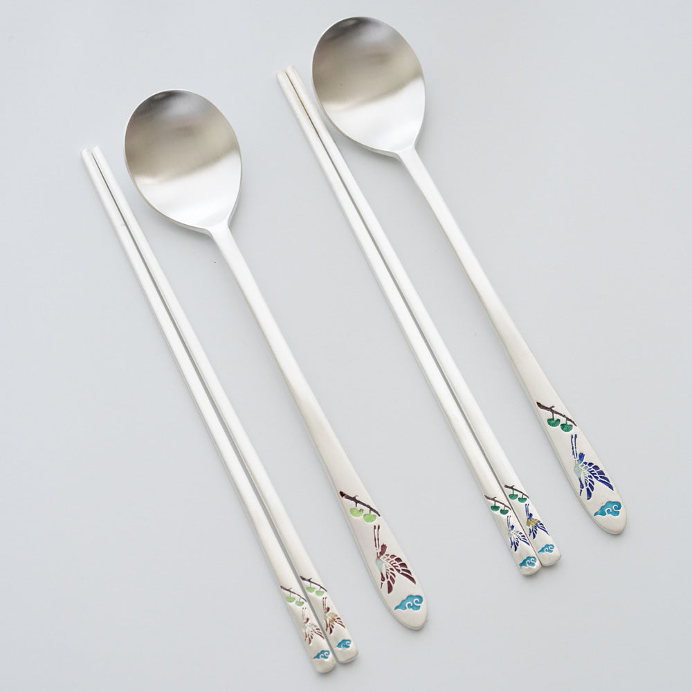 Spoon & Chopstick Set — Pine & Crane - LV0070