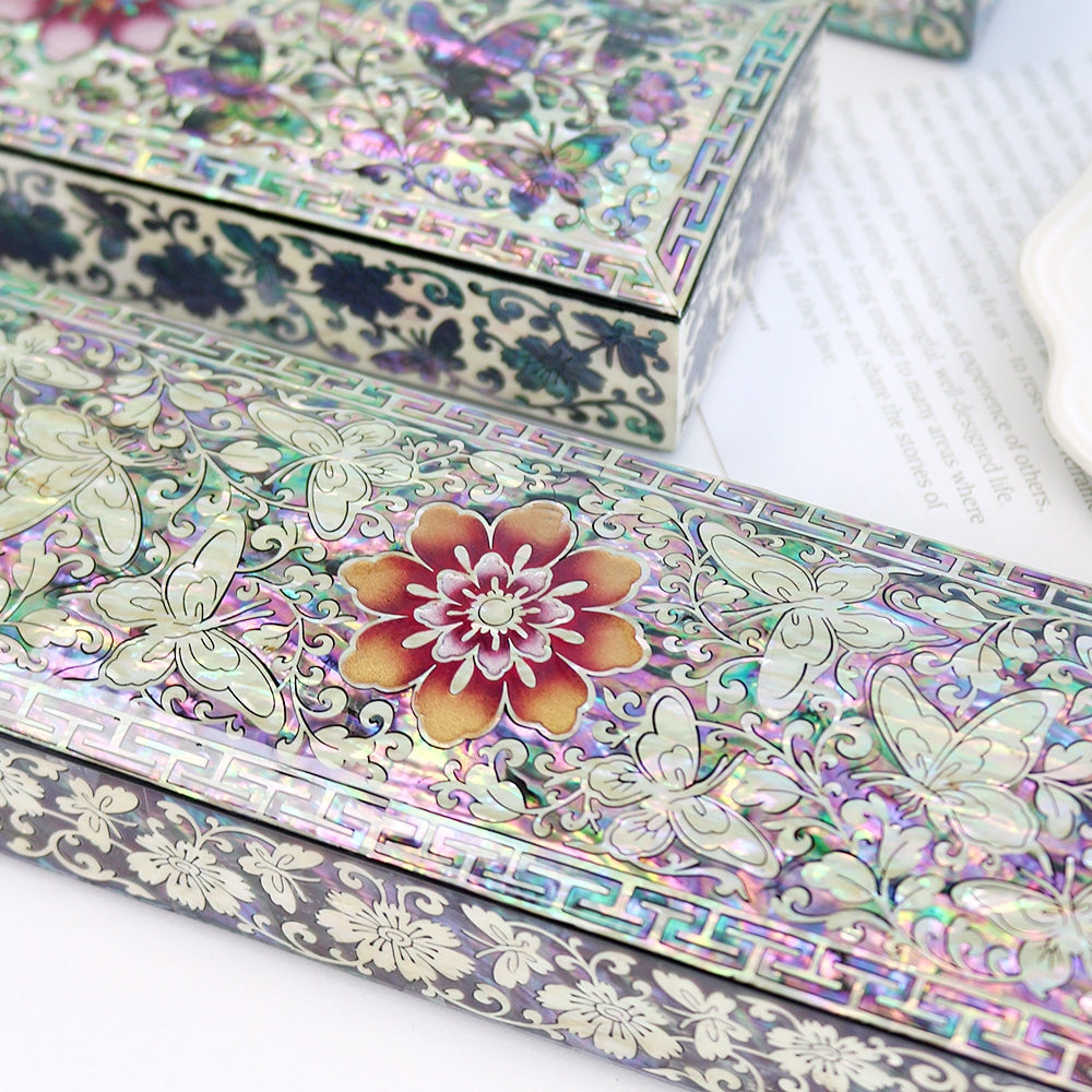 Najeonchilgi Butterfly Flower Arabesque Mother of Pearl Pen Case Korean