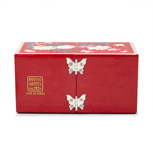 Peony NaturalMother of Pearl Double Lidded Jewelry Box (Medium, Glossy, Red) - Oh Myung - Ho
