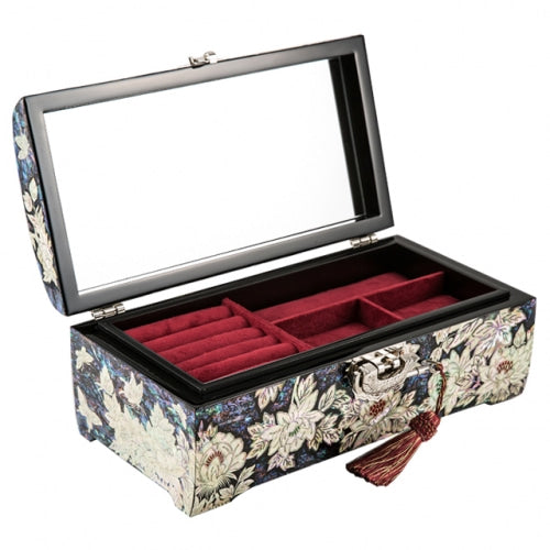Crane & Pine Scholar 5-Drawer Mother of Pearl Jewelry Box中(Hanji, Purple)