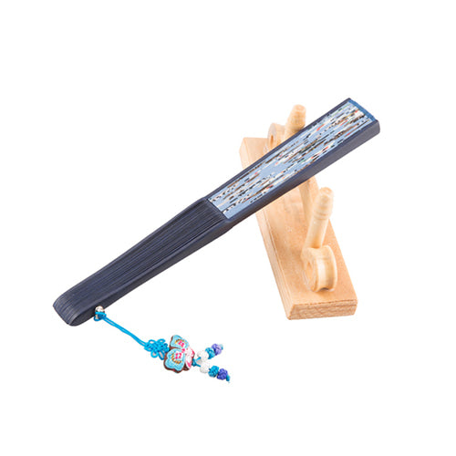 Silk & Ramie Hand Fan (Blue) - FN0016