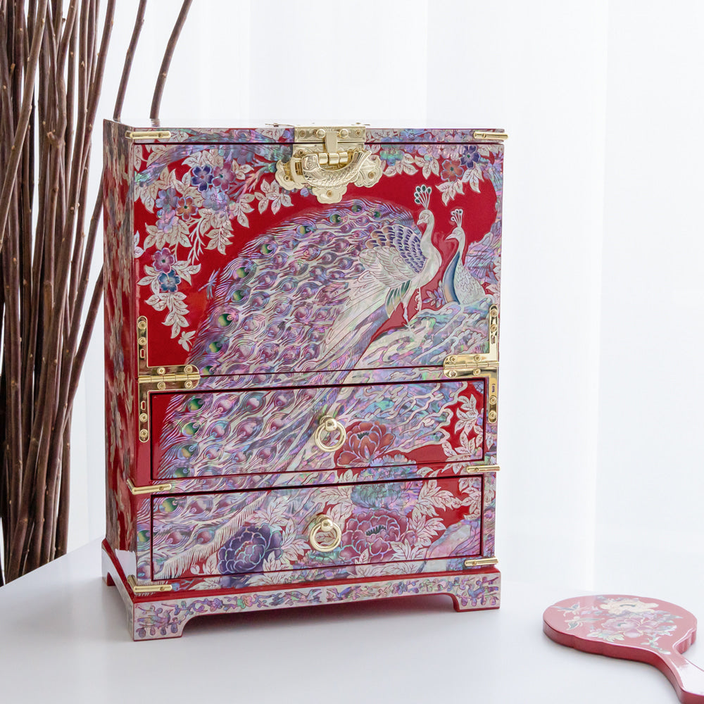 Peacock Bandaji Drawer Najeonchilgi Jewelry Chest, Extra Large by Jang Tae-bok