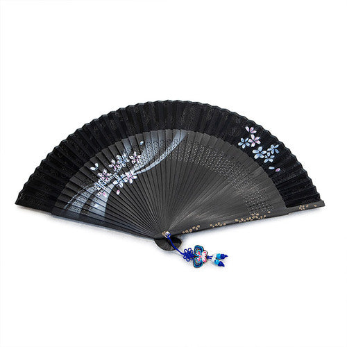 Silk & Ramie Hand Fan (Black) - FN0004
