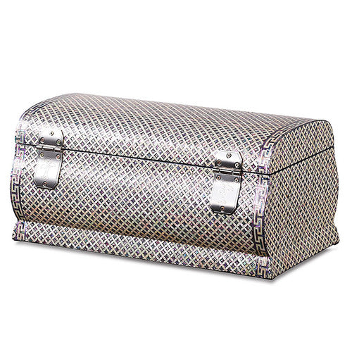 Seven Treasures rounded two-tier mother-of-pearl jewelry box by Park In-ho