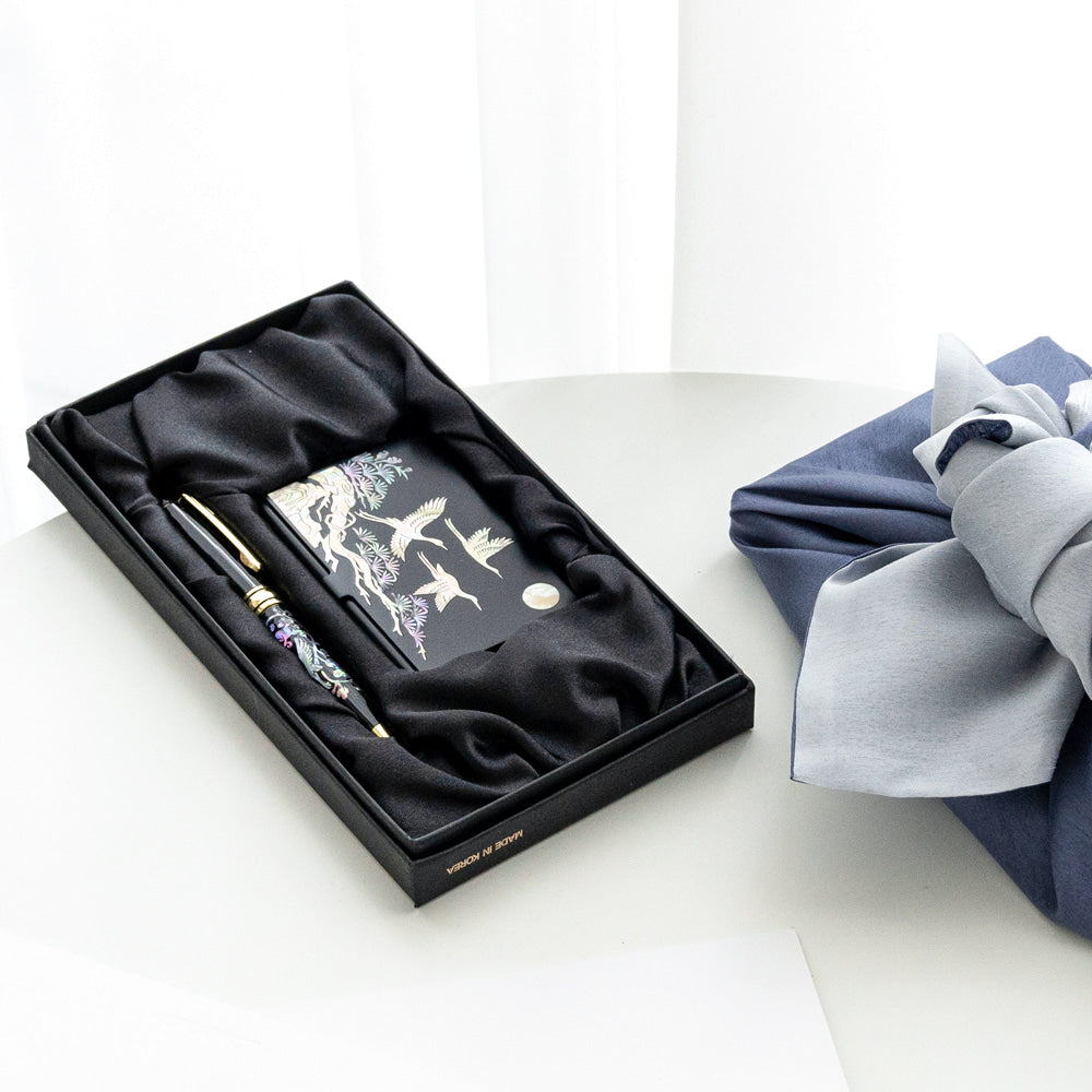 Najeon Chilgi Mother of Pearl Business Card Case Set — Pine & Crane - OF0147