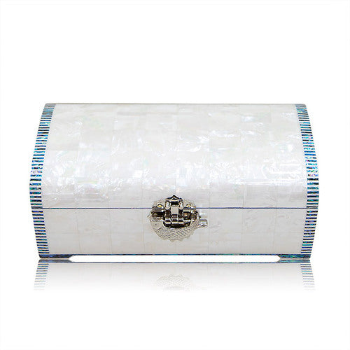 Peony Scholar 3-Drawer Mother of Pearl Jewelry Box (Hanji, Red)