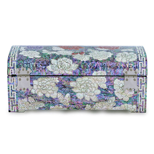 Peony Rounded 2-Tier Najeonchilgi Jewelry Box, Large 27 cm by Oh Myung-ho