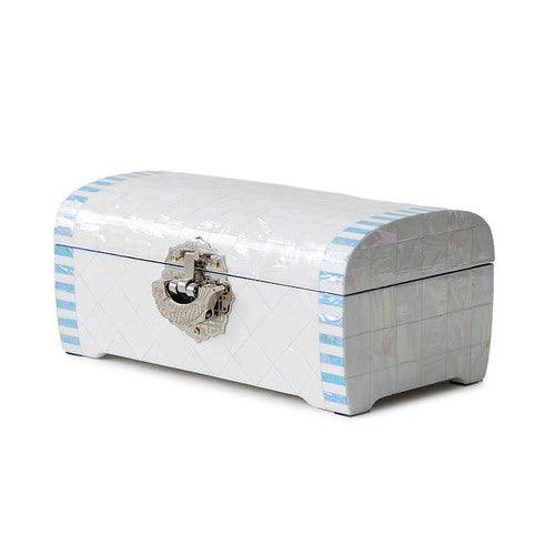 White Pearl Rounded 2-Tier Najeonchilgi Jewelry Box, 21 cm by Park In-ho