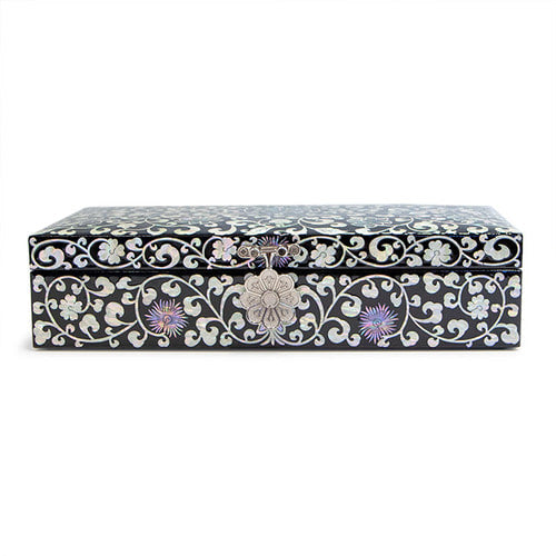 Peacock 2-Drawer Vanity Jewelry Box (Red)- by Kim Yong-gwan (Large)